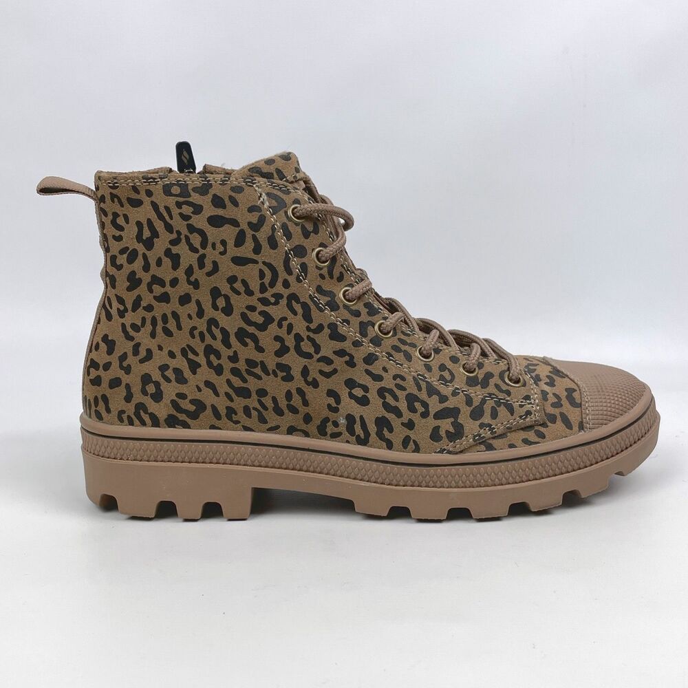 Skechers Roadies Feline Fierce Leopard Print Suede Side Zip Boots Women's 7.5